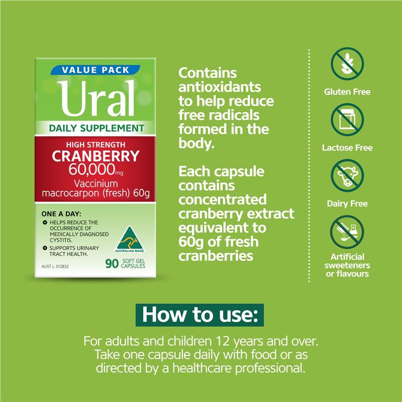 Ural High Strength Cranberry 60000mg 90 Capsules