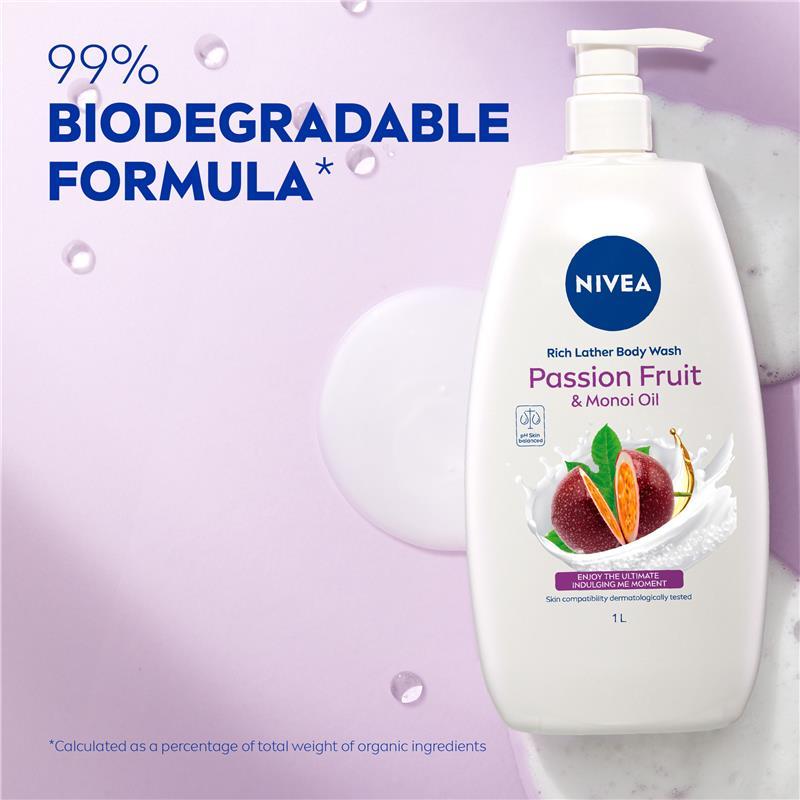 NIVEA Passionfruit and Monoi Oil Rich Body Wash 1L