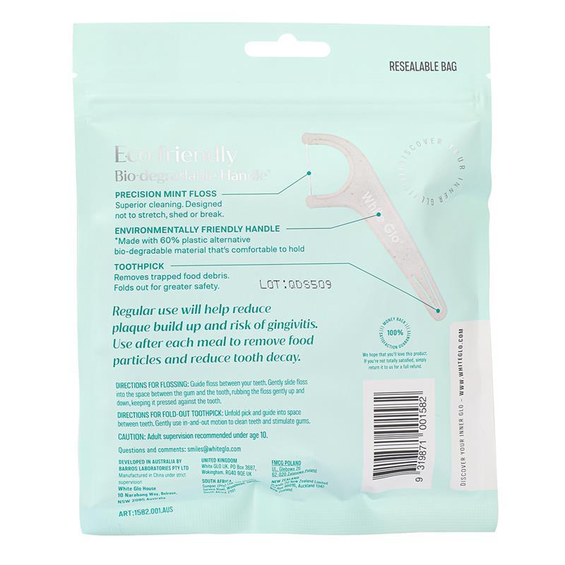 White Glo Flossers Eco Friendly Mint 70 Pack