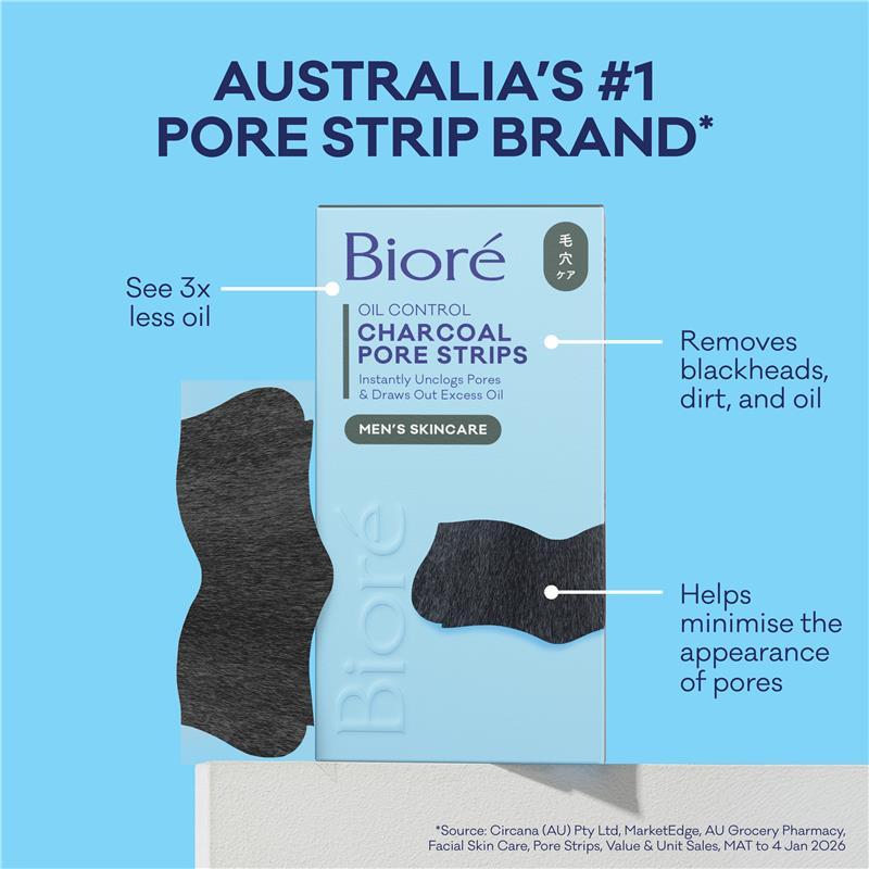 Biore Mens Charcoal Deep Cleansing Pore Strips 6 Pack