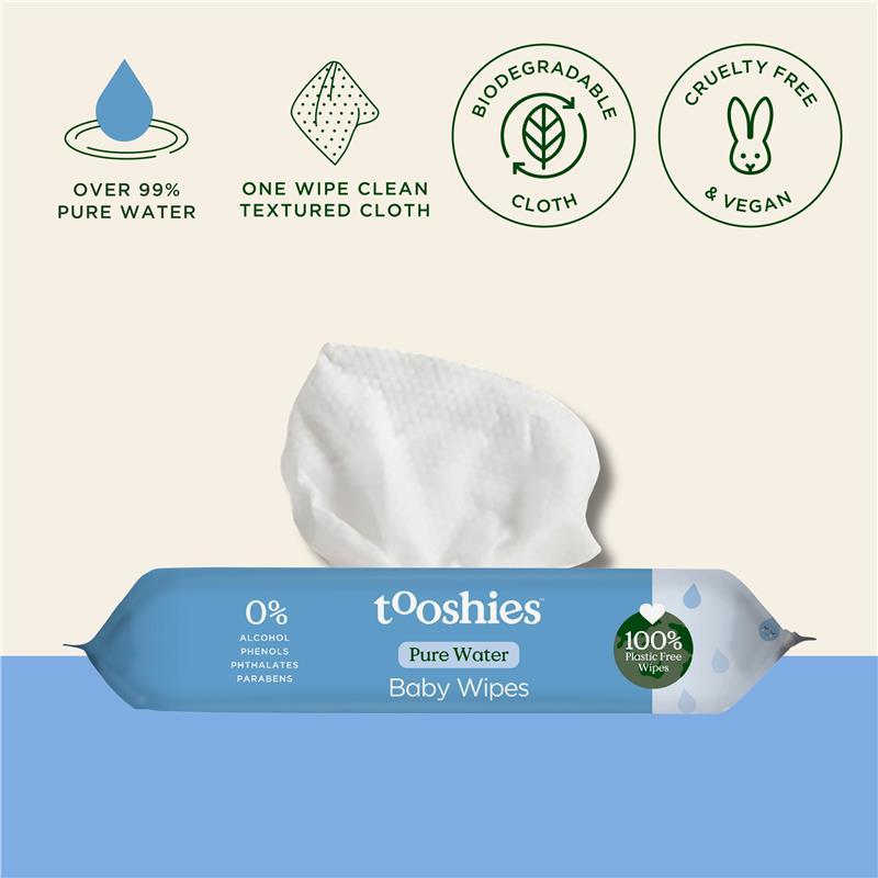Tooshies Baby Wipes Pure Water 70 Pack