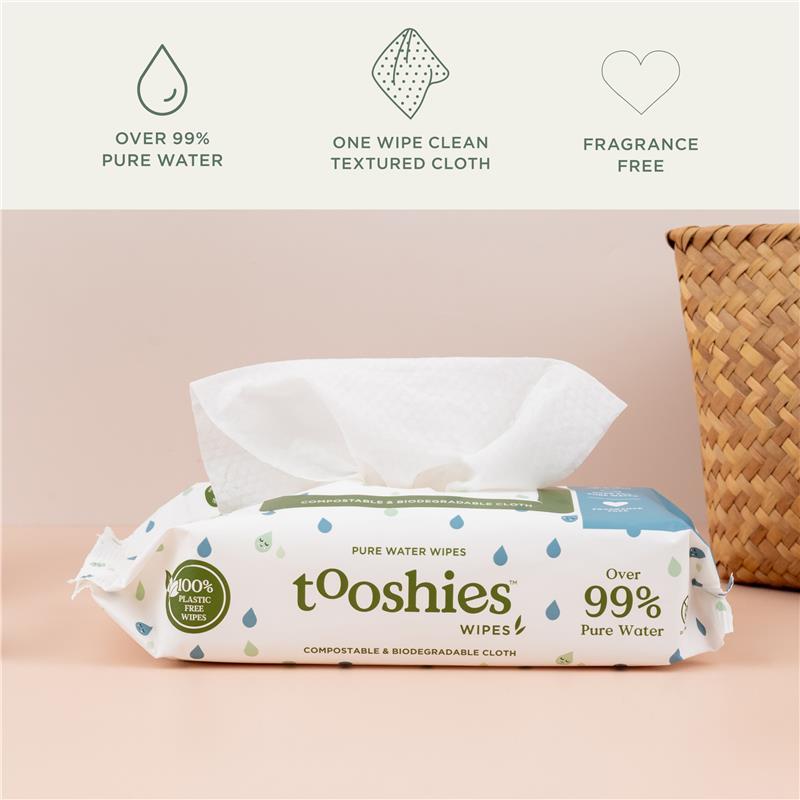 Tooshies Baby Wipes Pure Water 6 x 70 Pack