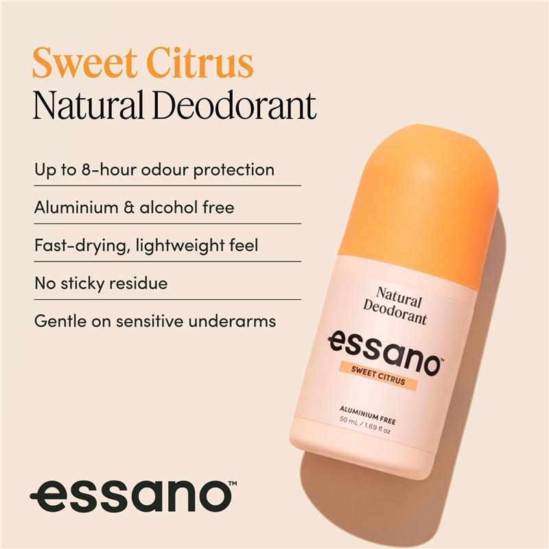 Essano Natural Deodorant Roll On Sweet Citrus 50ml
