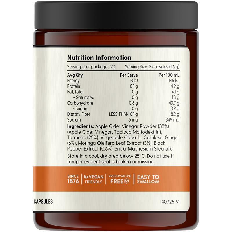 Barnes Naturals Apple Cider Vinegar with The Mother Turmeric Boost 120 Capsules