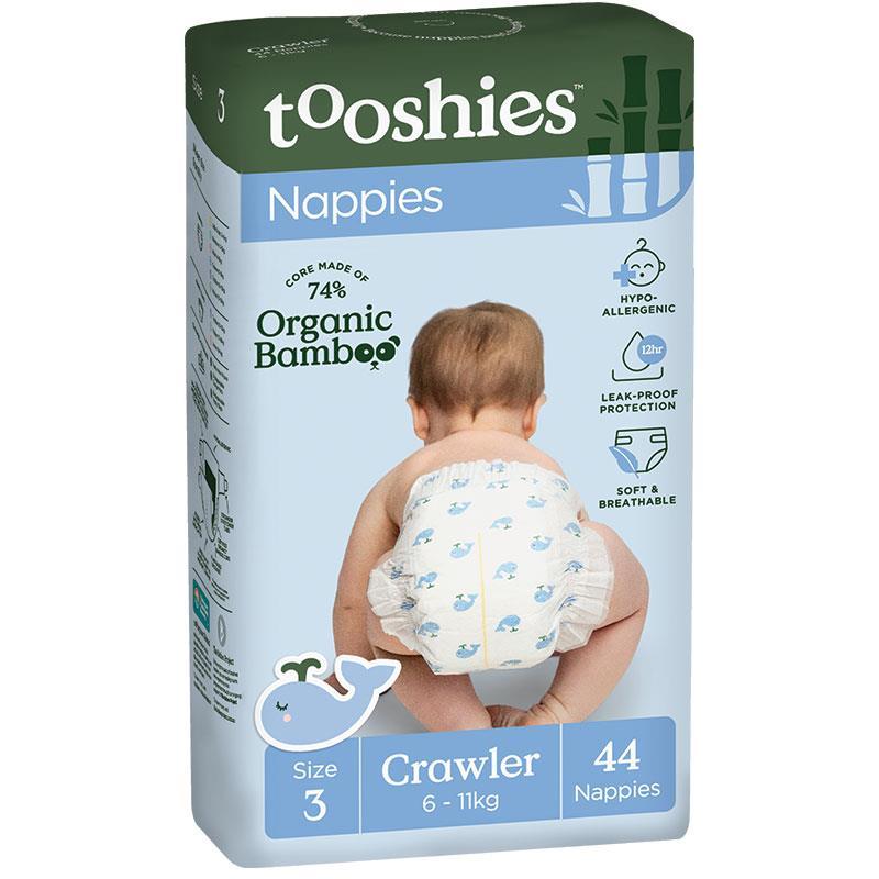 Tooshies Eco Nappies with Organic Bamboo Size 3 Crawler 6-11kg, 44 Pack