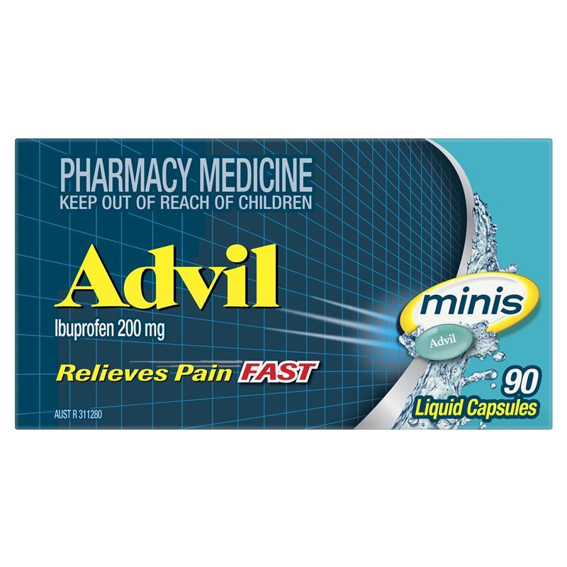 Advil Ibuprofen Pain Relief Liquid Mini 90 Capsules