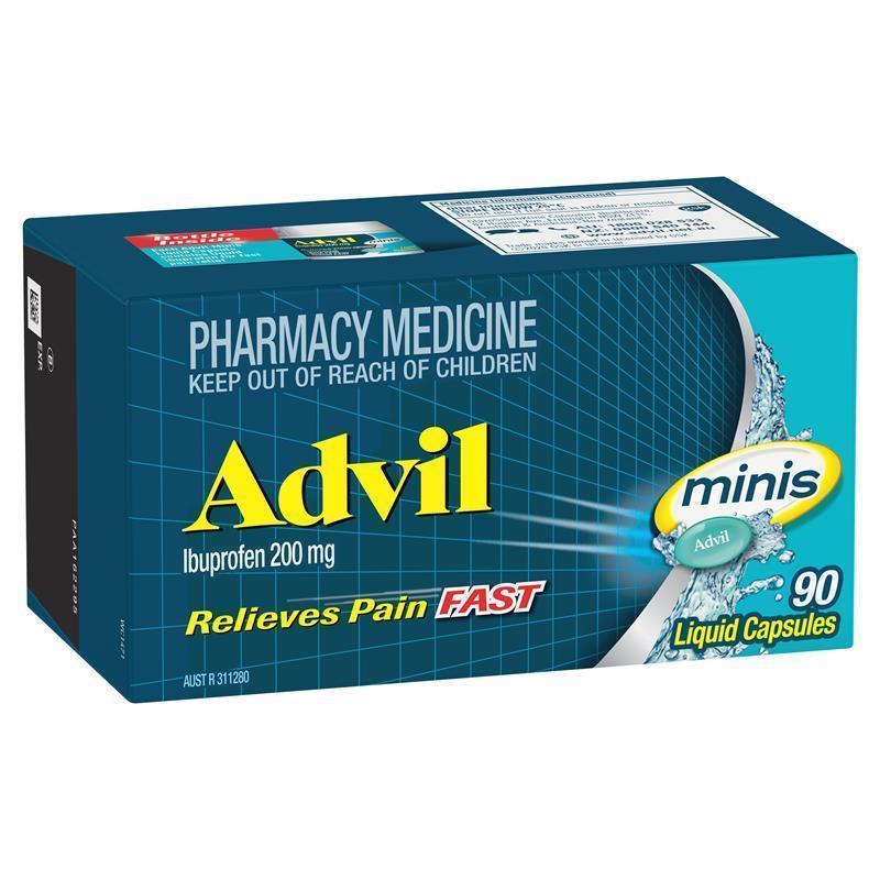 Advil Ibuprofen Pain Relief Liquid Mini 90 Capsules