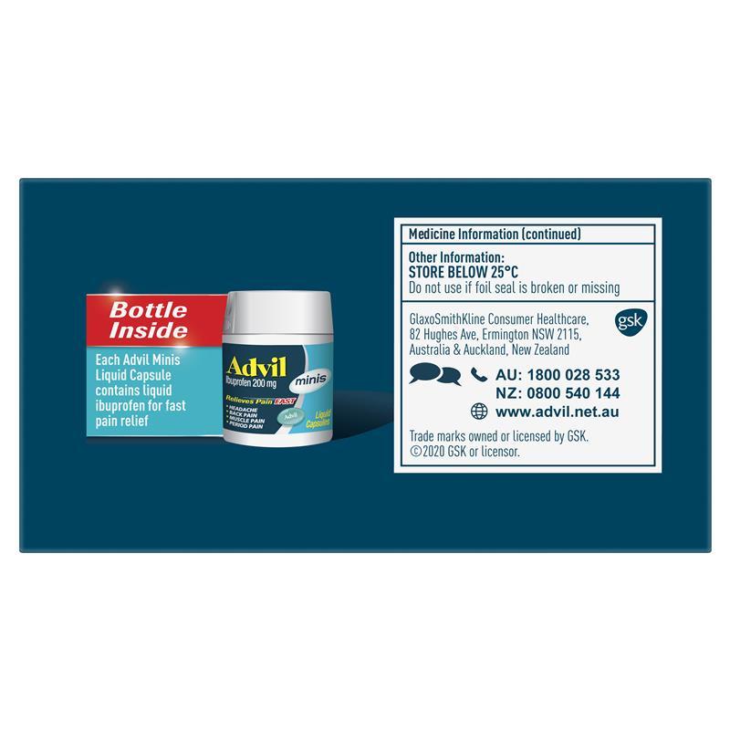 Advil Ibuprofen Pain Relief Liquid Mini 90 Capsules