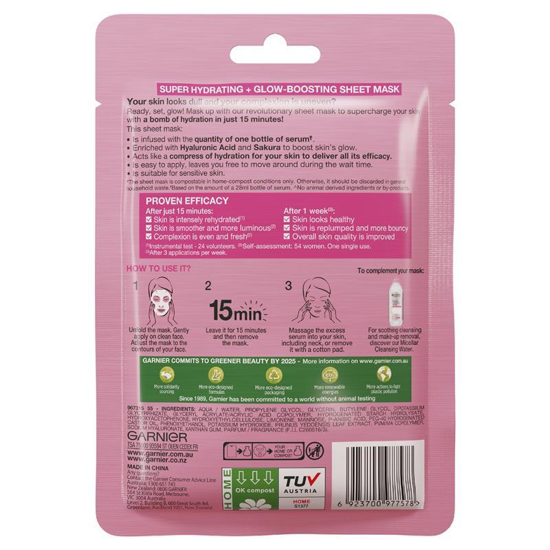 Garnier Hydra Bomb Hyaluronic Acid + Sakura Sheet Mask