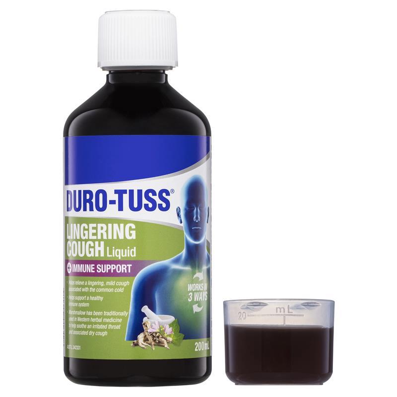 DURO-TUSS Lingering Cough Liquid Immune Support Blackberry & Vanilla 200mL