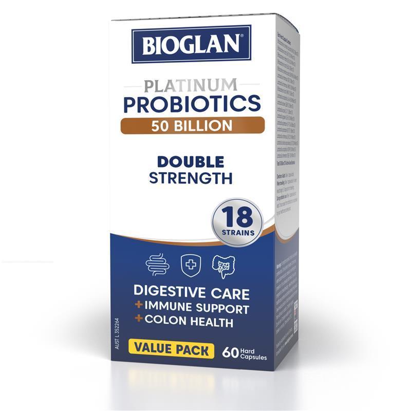 Bioglan Platinum Probiotic 50 Billion 60 Capsules Exclusive Size