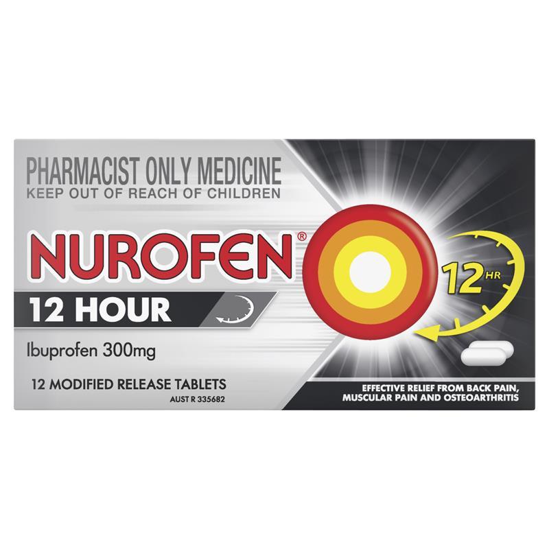 Nurofen 12 Hour Relief 300mg 12 Tablets - Ibuprofen (S3)