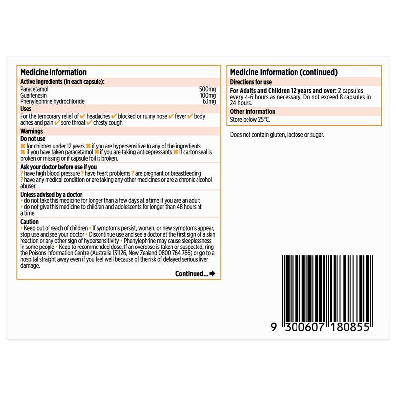 Codral Cold & Flu + Mucus Cough 48 Capsules