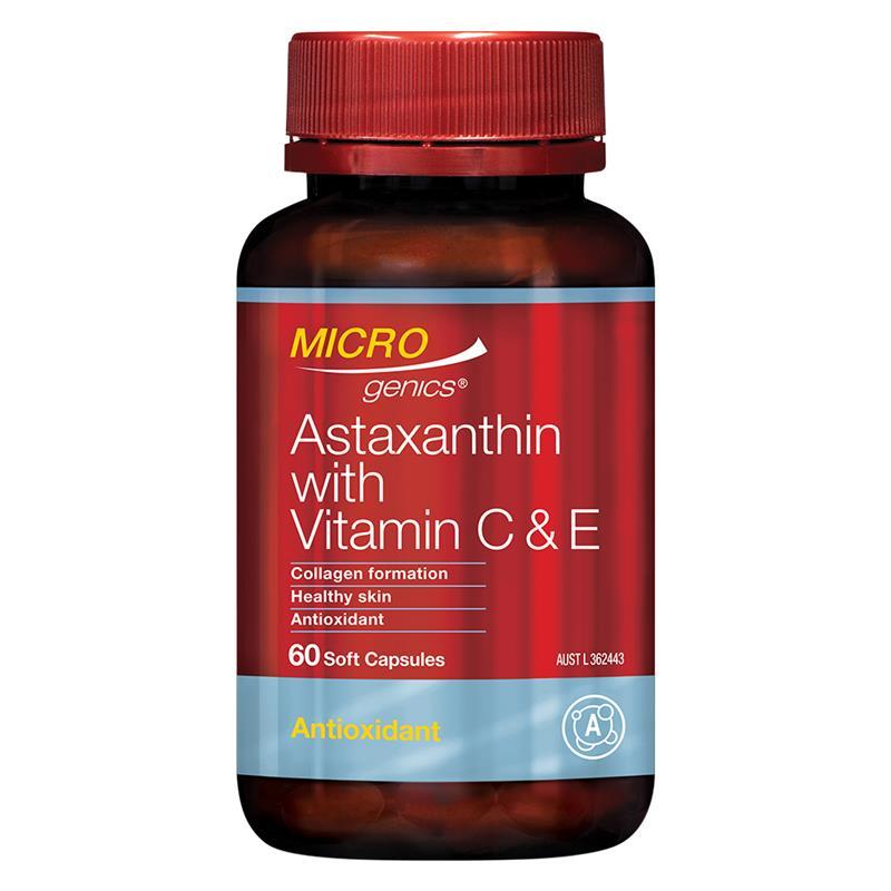 Microgenics Astaxanthin High Strength With Vitamin C & E 60 Capsules