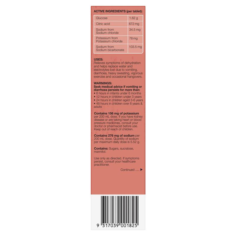 Hydralyte Electrolyte Effervescent Peach Crush 20 Tablets