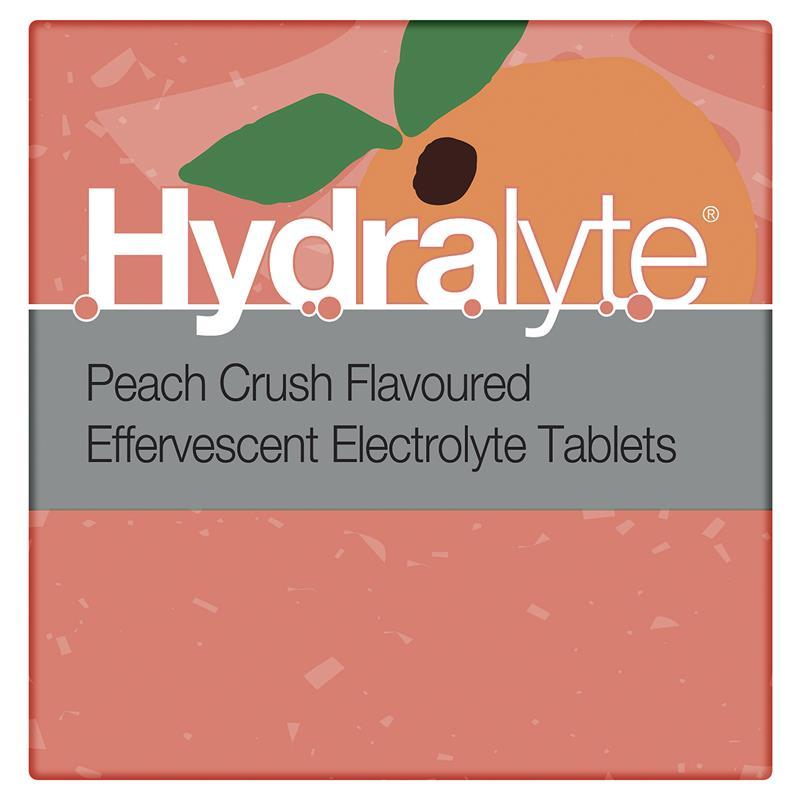 Hydralyte Electrolyte Effervescent Peach Crush 20 Tablets