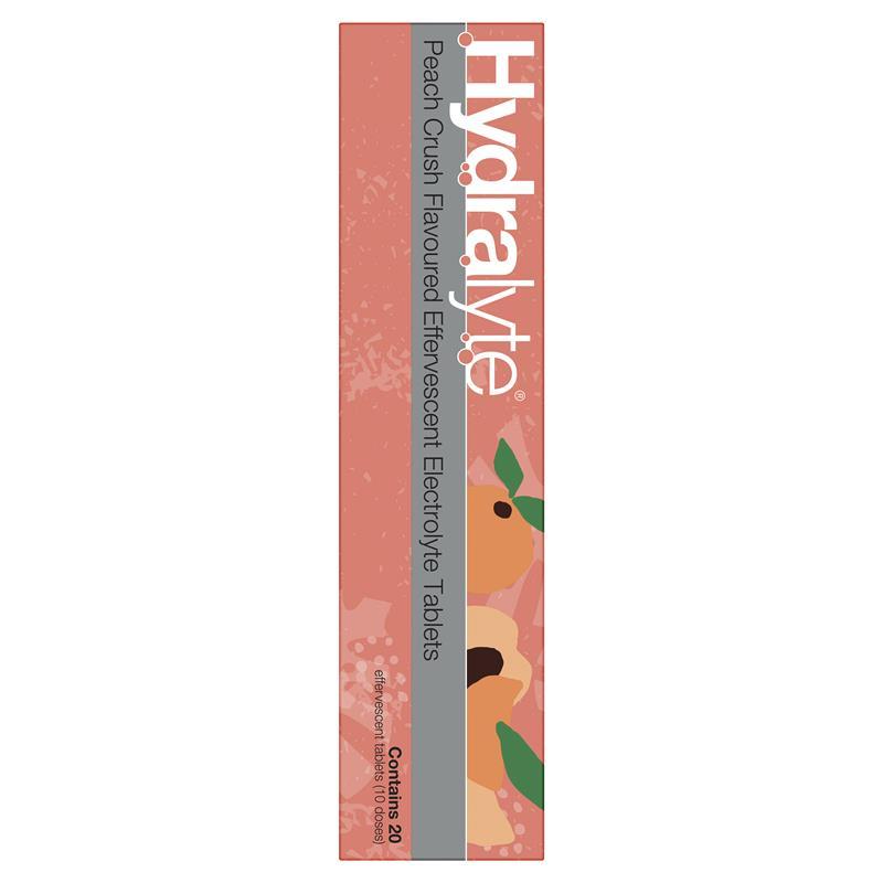 Hydralyte Electrolyte Effervescent Peach Crush 20 Tablets