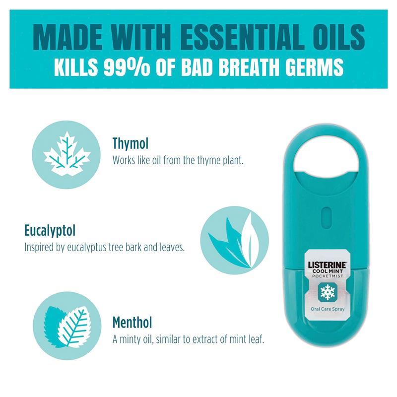 Listerine Pocketmist Oral Care Spray Cool Mint 7.7mL