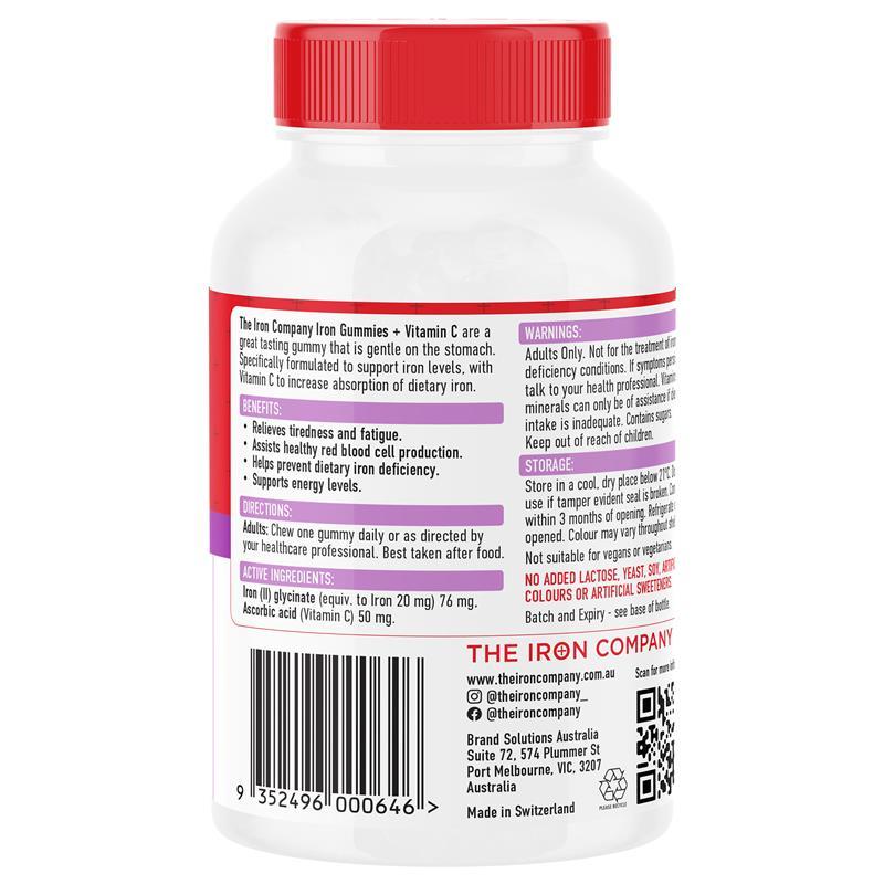 The Iron Company Iron + Vitamin C Gummies Orange 30 Gummies