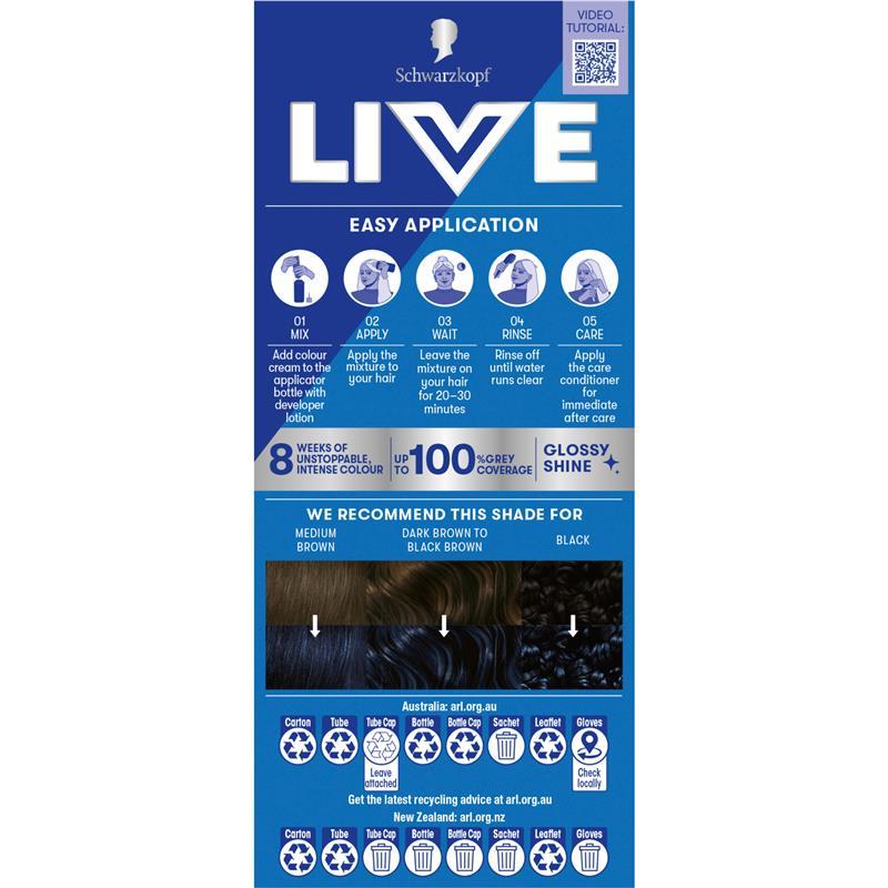 Schwarzkopf Live Colour Permanent 1.1 Blue Black