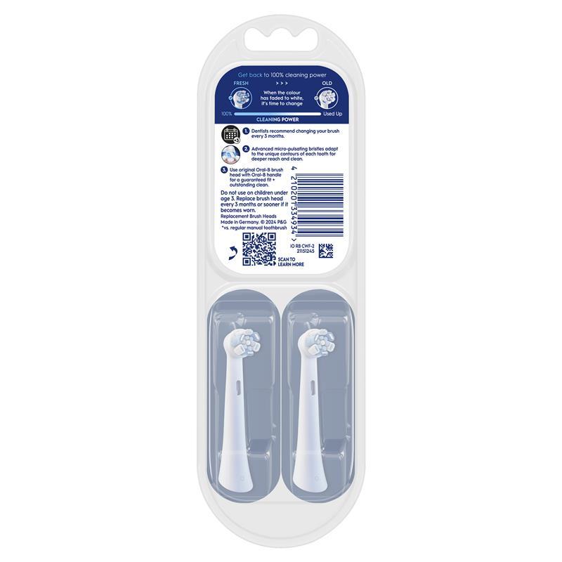 Oral B Power Toothbrush iO Advanced Clean Refills White 2 Pack