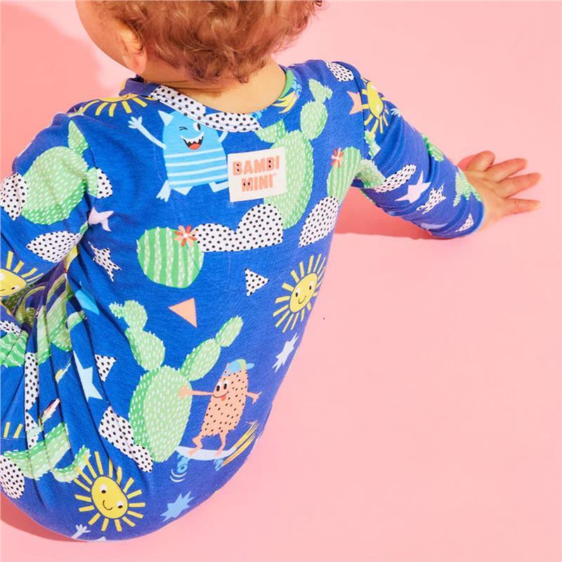 Bambi Mini Co. Wrigglesuit 6-12 Months (with Grippy Feet) Beaucoup Blue