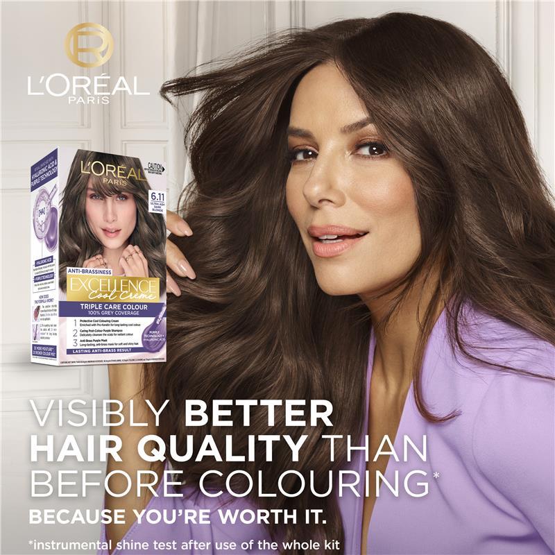 L'Oreal Paris Excellence Cool Creme Permanent Hair Colour 6.11 Ultra Ash Dark Blonde