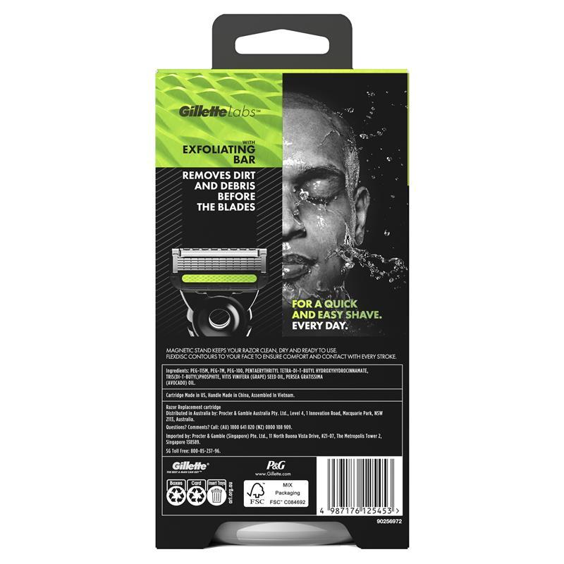 Gillette Labs Exfoliating Razor with Magnetic Stand + 4 Blade Refills