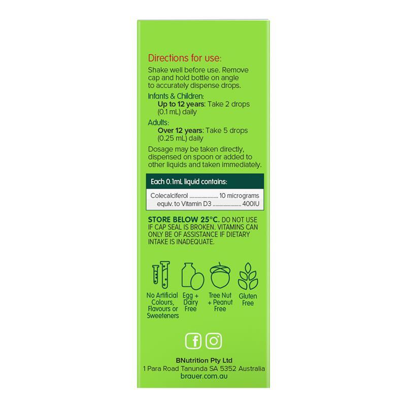 Brauer Kids Liquid Vitamin D 400IU 10ml