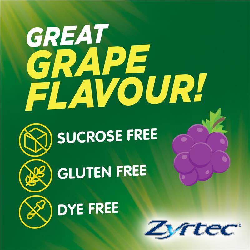 Zyrtec Kids Antihistamine Allergy & Hayfever Oral Liquid Grape 60mL