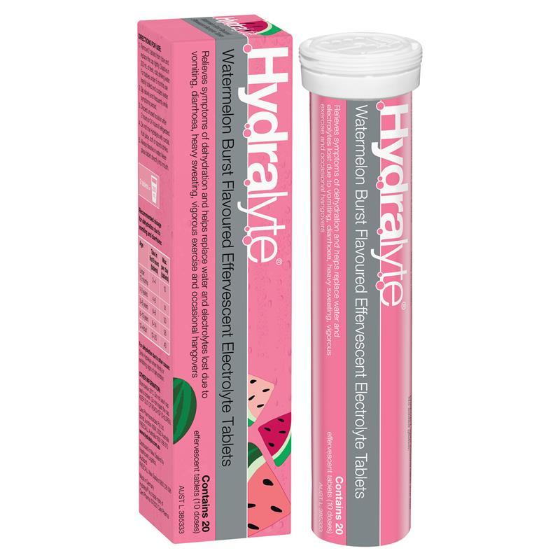 Hydralyte Electrolyte Effervescent Watermelon Burst Flavoured 20 Tablets