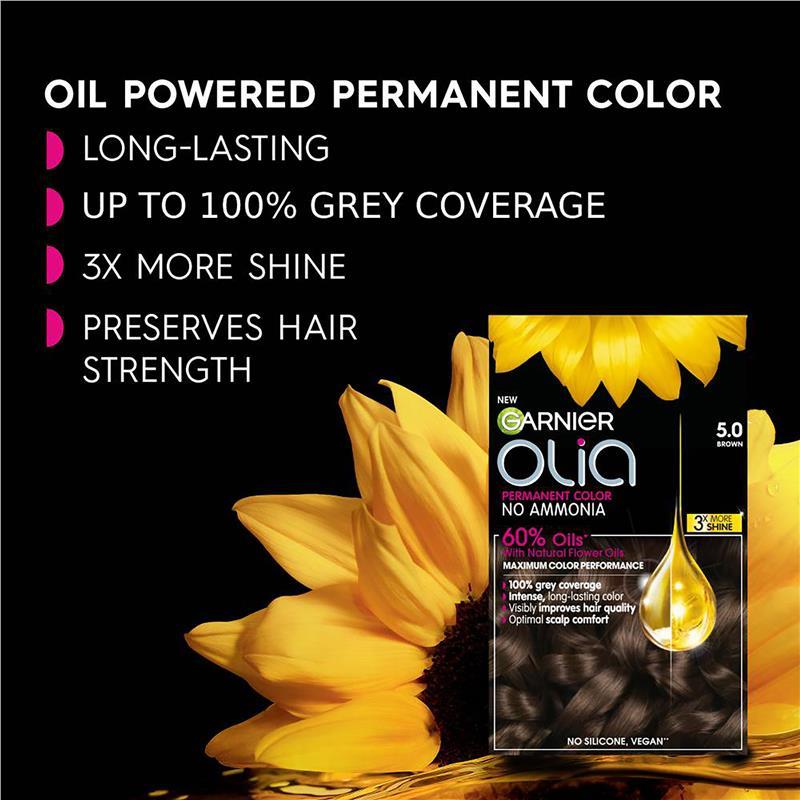 Garnier Olia 4.15 Iced Chocolate Permanent Hair Colour No Ammonia 60% Oils