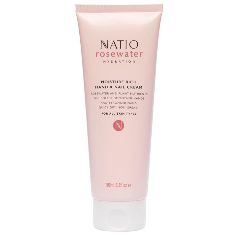 Natio Rosewater Hydration Moisture Rich Hand & Nail Cream 100ml