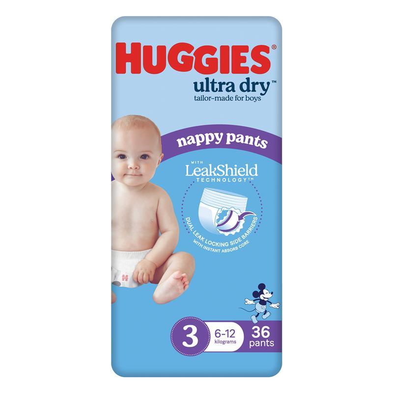 Huggies Ultra Dry Nappy Pants Boys Size 3 (6-12kg) 36 Pack