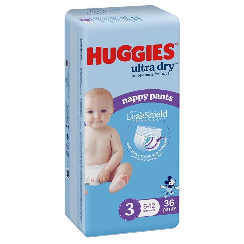 Huggies Ultra Dry Nappy Pants Boys Size 3 (6-12kg) 36 Pack
