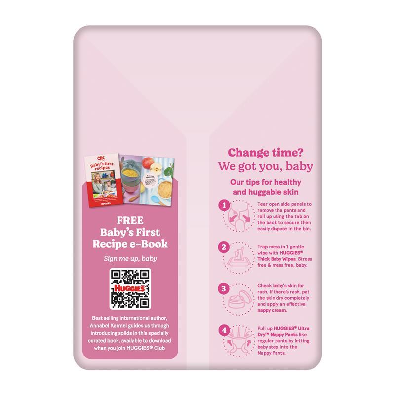 Huggies Ultra Dry Nappy Pants Girls Size 3 (6-12kg) 36 Pack