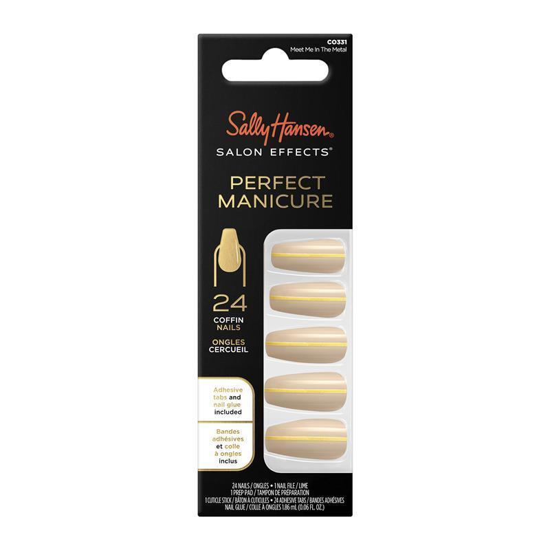 Sally Hansen Salon Effects Perfect Manicure 24 Coffin Press On Nails Meet me in the Metal