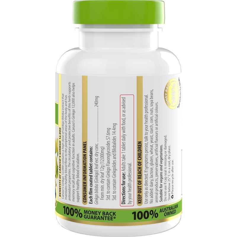 Carusos Ginkgo 12000 60 Tablets