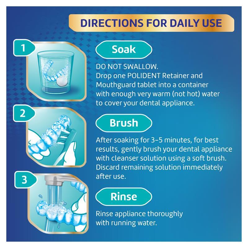 Polident Retainer and Mouthguard Cleanser 36 Tablets