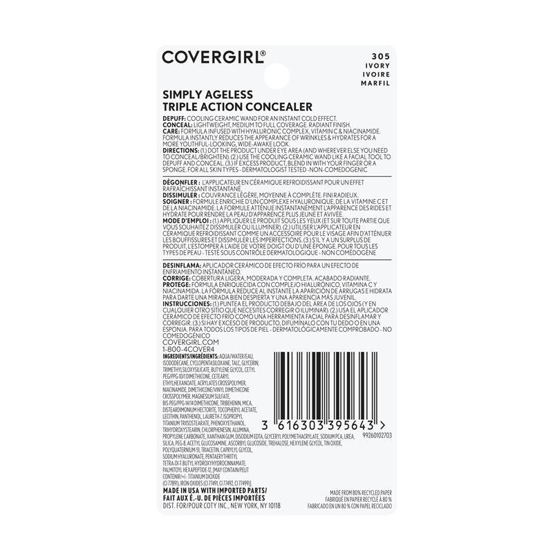 Covergirl Simply Ageless Triple Action Concealer 305 Ivory 7.3ml