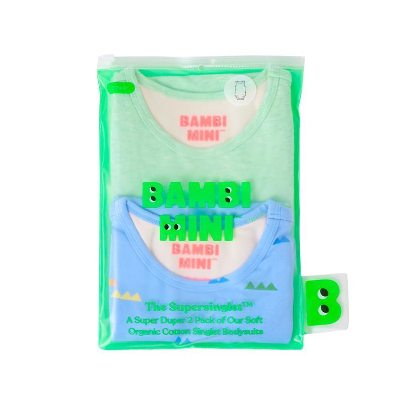 Bambi Mini Co. Supersinglet Bodysuit Boys Green Croc and Triangles 2 pack 0 Newborn