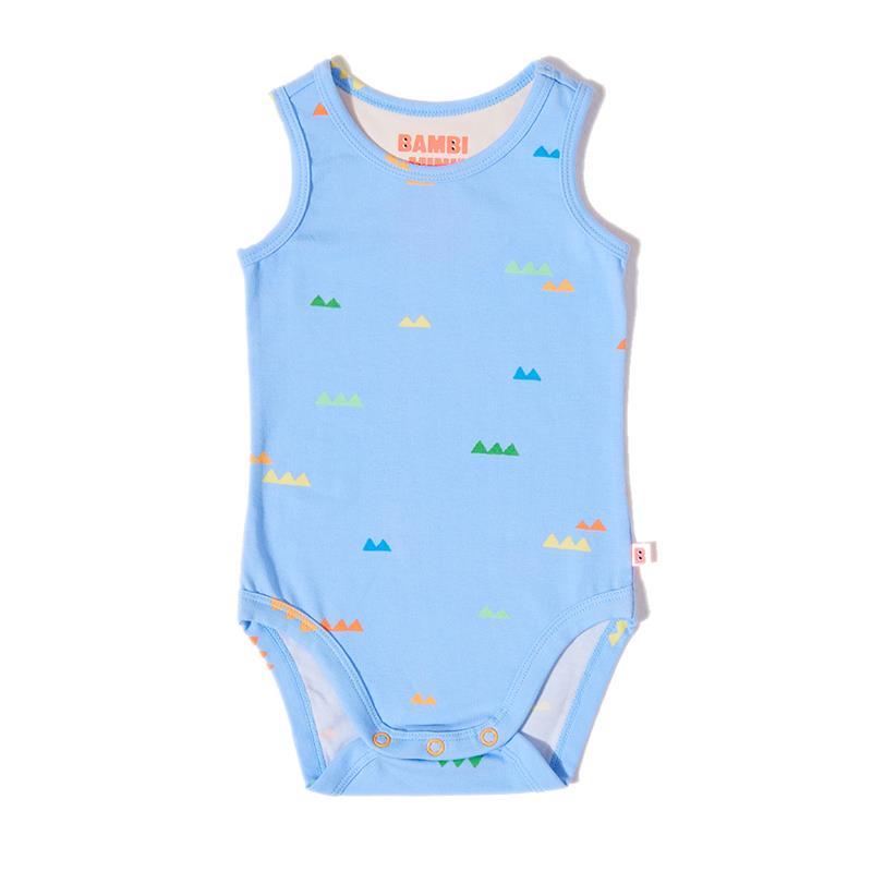 Bambi Mini Co. Supersinglet Bodysuit Boys Green Croc and Triangles 2 pack 0 Newborn