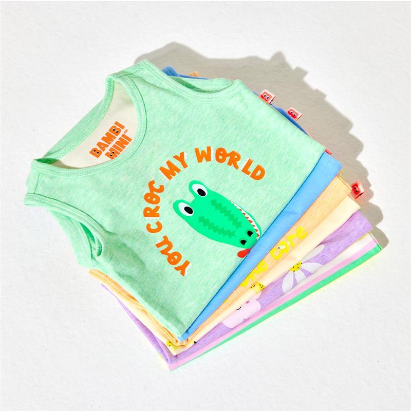 Bambi Mini Co. Supersinglet Bodysuit Boys Green Croc and Triangles 2 pack 0 Newborn