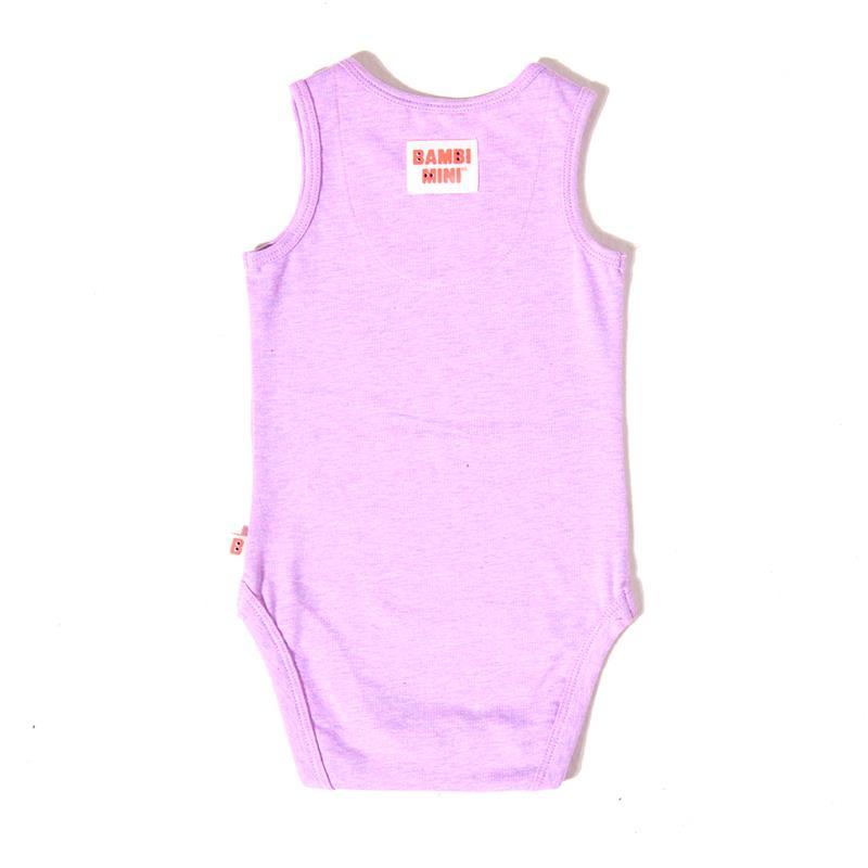 Bambi Mini Co. Supersinglet Bodysuit Girls Purple Flowers and Candy Stripe 2 pack 0-3
