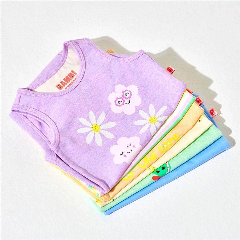 Bambi Mini Co. Supersinglet Bodysuit Girls Purple Flowers and Candy Stripe 2 pack 0-3
