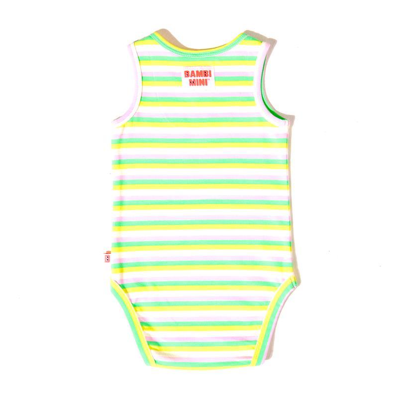 Bambi Mini Co. Supersinglet Bodysuit Girls Purple Flowers and Candy Stripe 2 pack 6-12