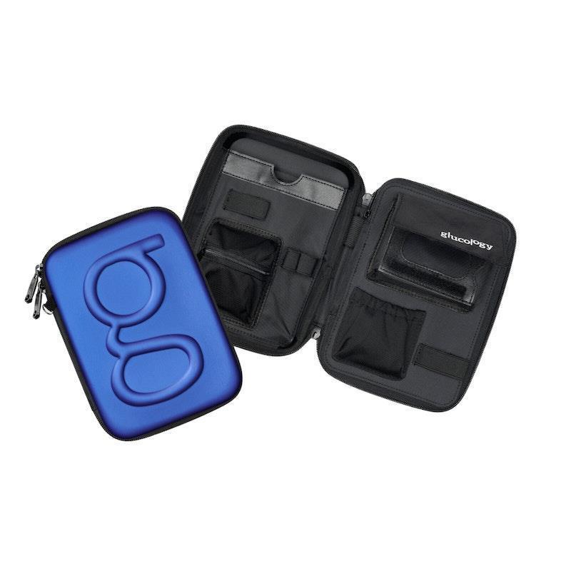 Glucology Travel Case Plus with Extra Storage for Blood Glucose Monitors Blue