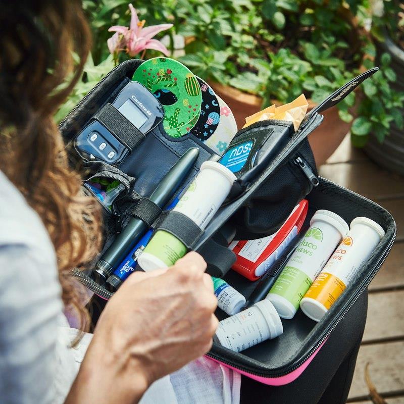 Glucology Travel Case Plus with Extra Storage for Blood Glucose Monitors Blue