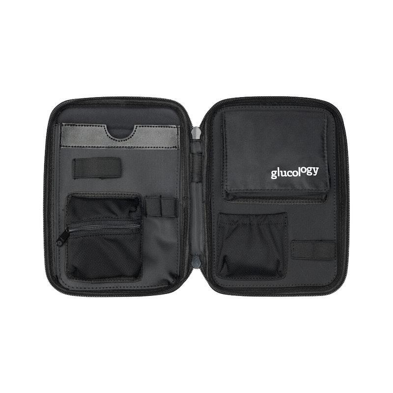 Glucology Travel Case Plus with Extra Storage for Blood Glucose Monitors Blue