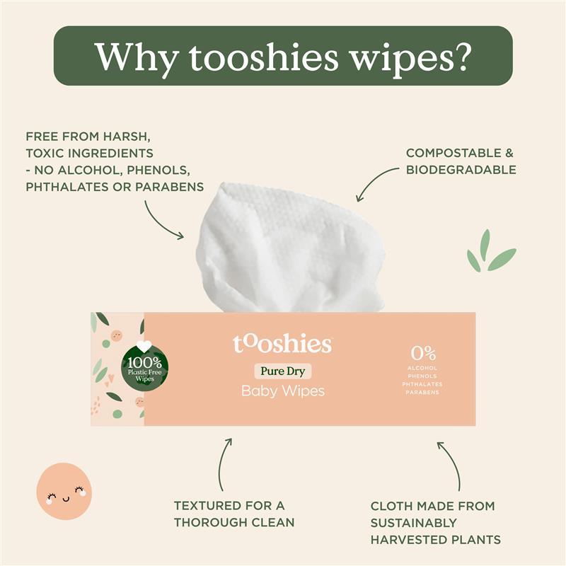 Tooshies Dry Wipes 70 pack